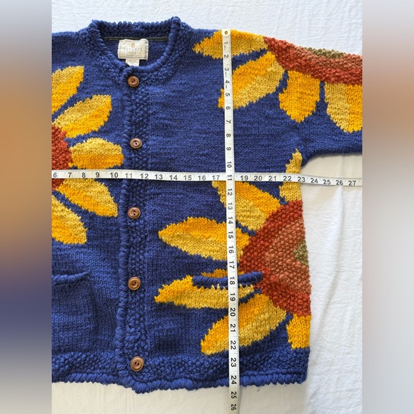 VINTAGE Express Tricot Sunflower Sweater granny bohemian eclectic grandpa boho - Picture 3 of 16